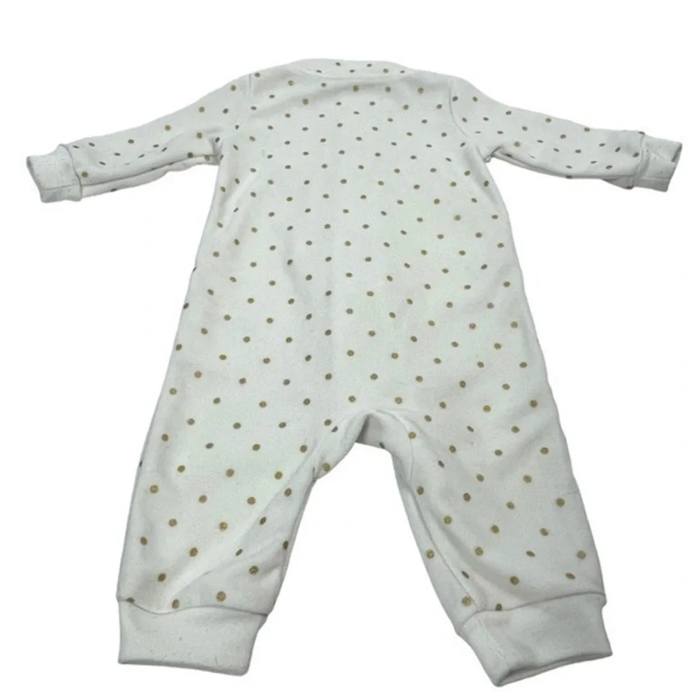 Carter’s One Piece Zip Front | Baby 6 months | White Gold Polka Dots